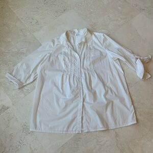 Crisp Calvin Klein White Pin tucked Button-Up Top Sz 2X